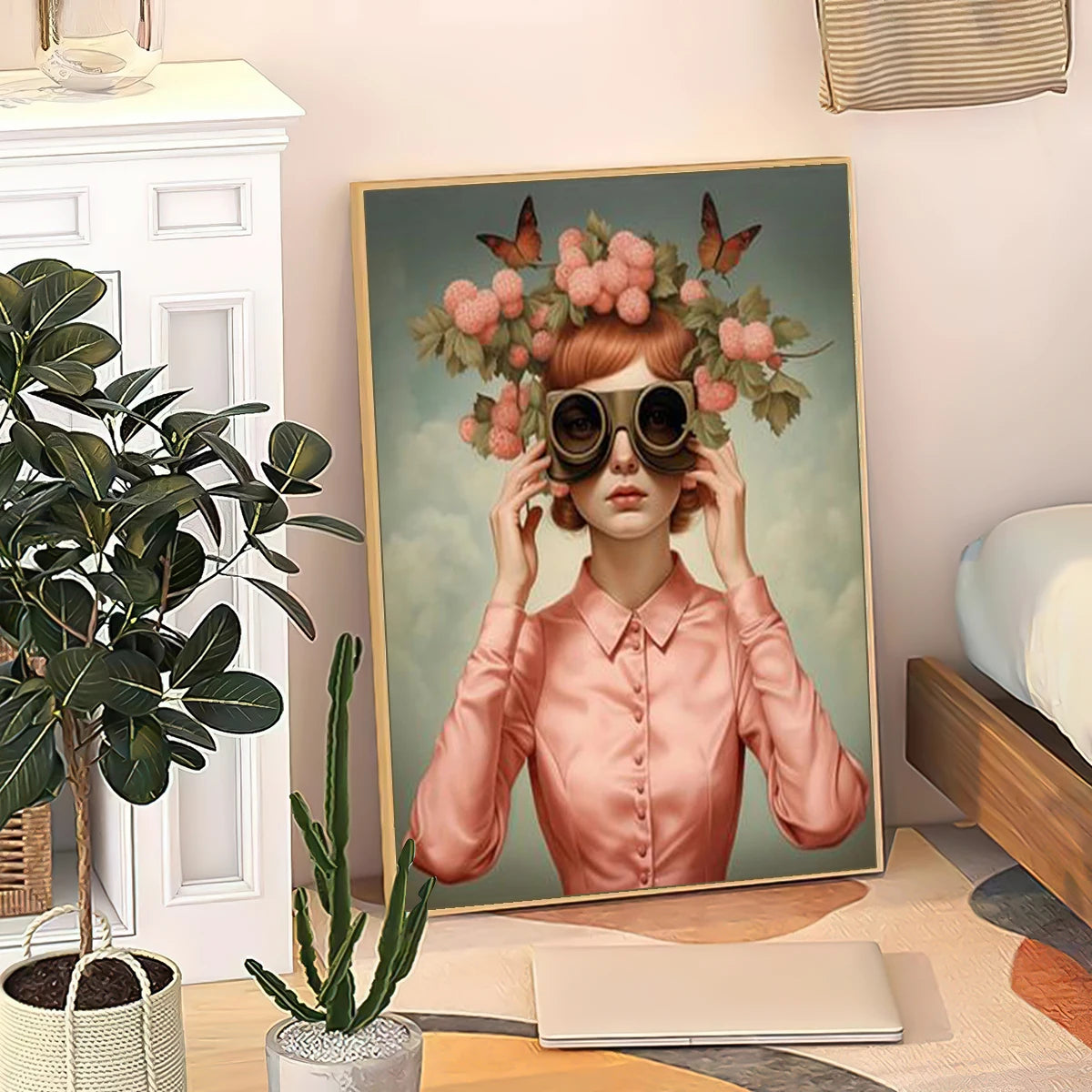 Butterfly Floral Portrait Canvas