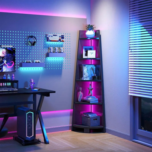 Corner Shelf Rack With LED