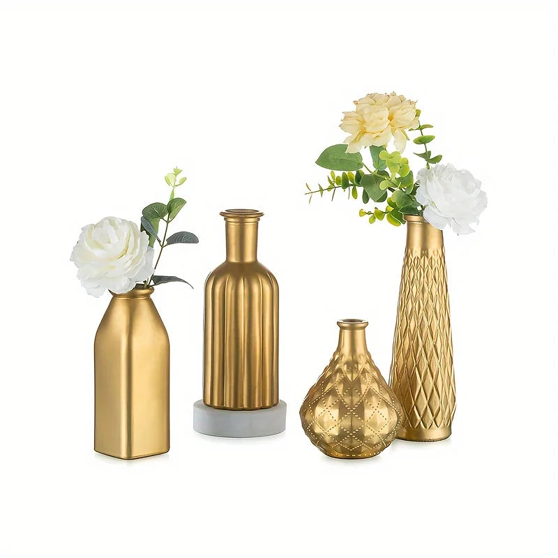Gold Glass Cylindrical Table Vase