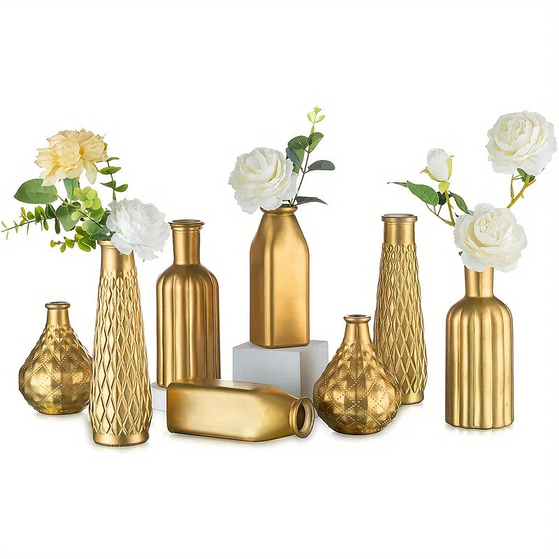 Gold Glass Cylindrical Table Vase