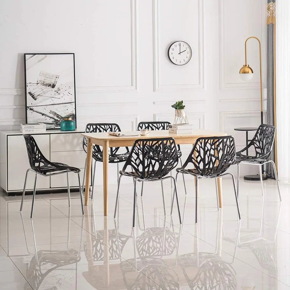 Set of 6 Black Stackable Dining Chairs