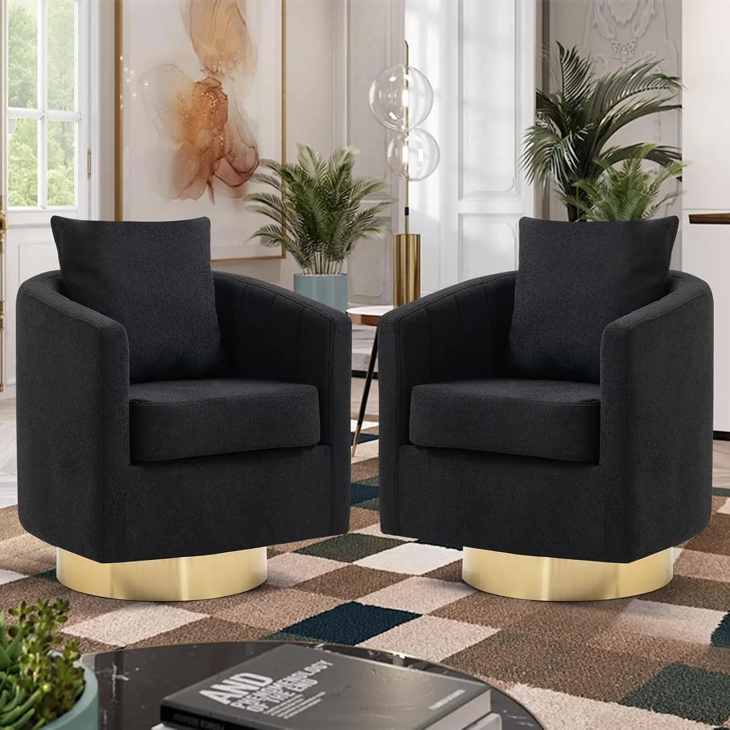 Modern Swivel Barrel Accent Chairs