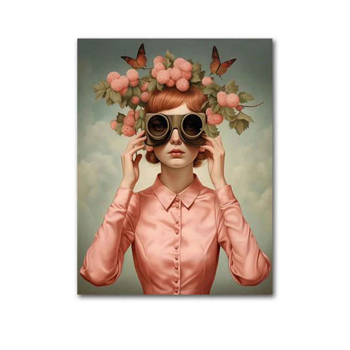 Butterfly Floral Portrait Canvas