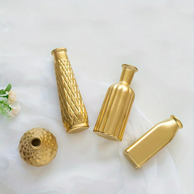 Gold Glass Cylindrical Table Vase