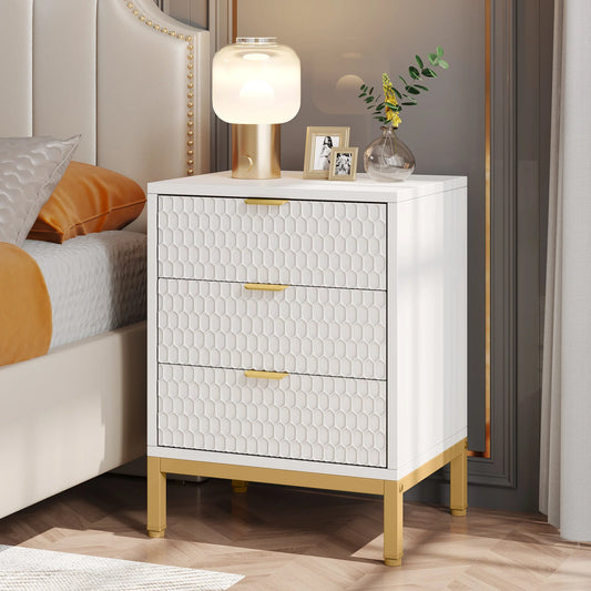 3-Drawer Bedside Nightstand Table