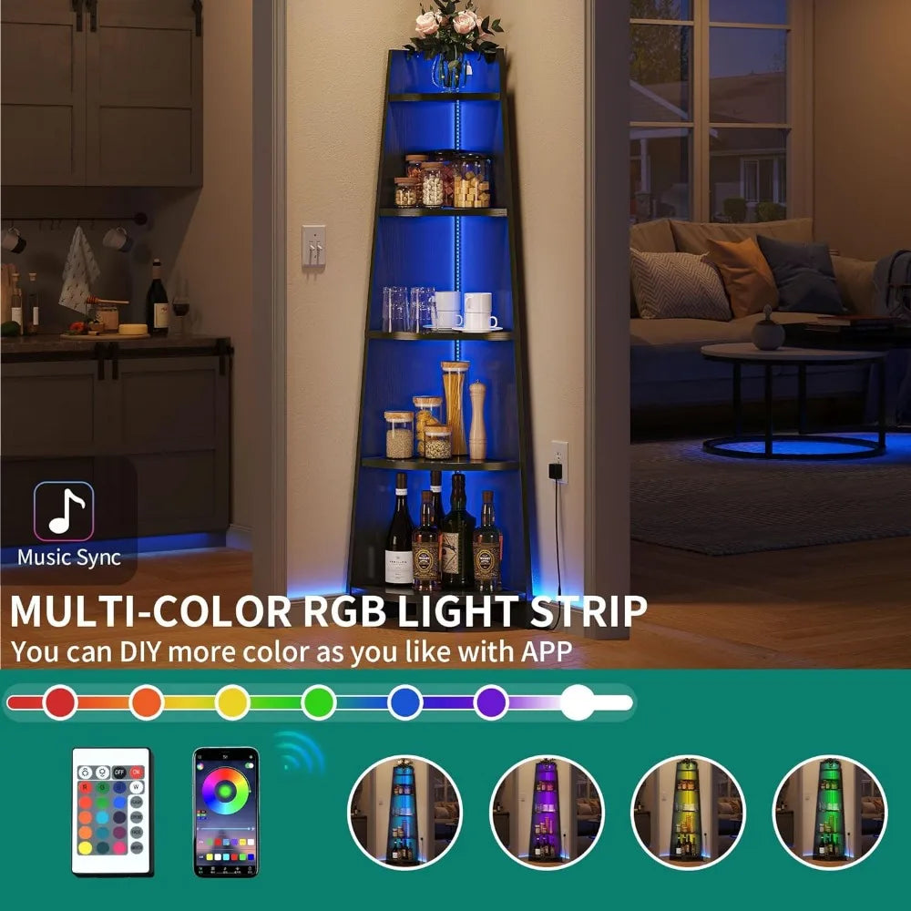 Corner Shelf Rack With LED