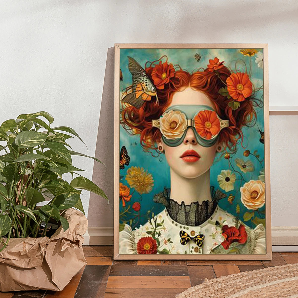 Butterfly Floral Portrait Canvas