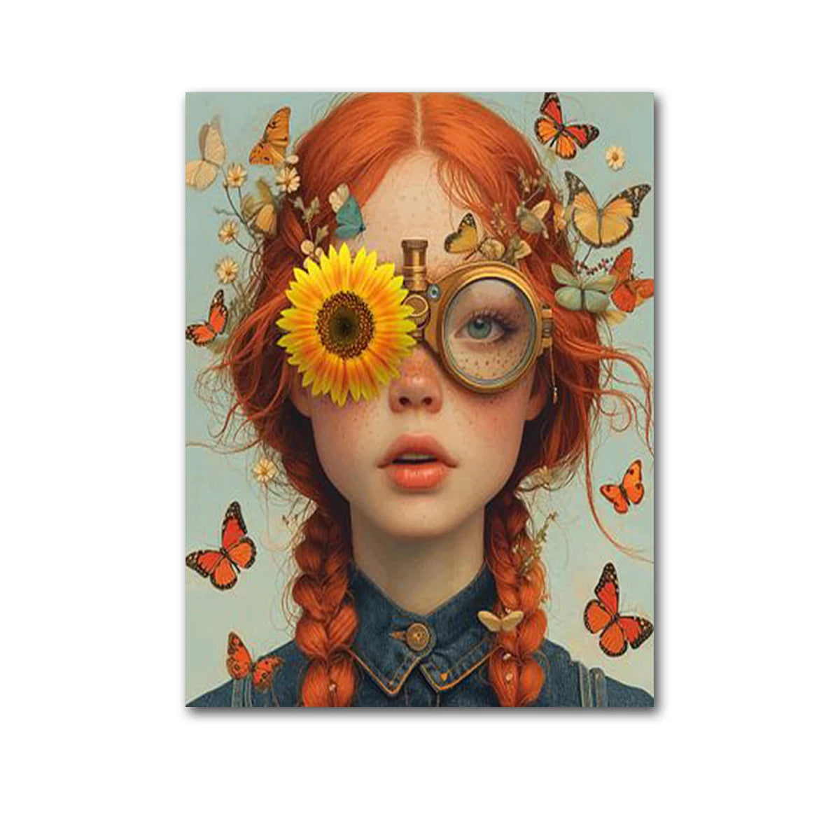 Butterfly Floral Portrait Canvas