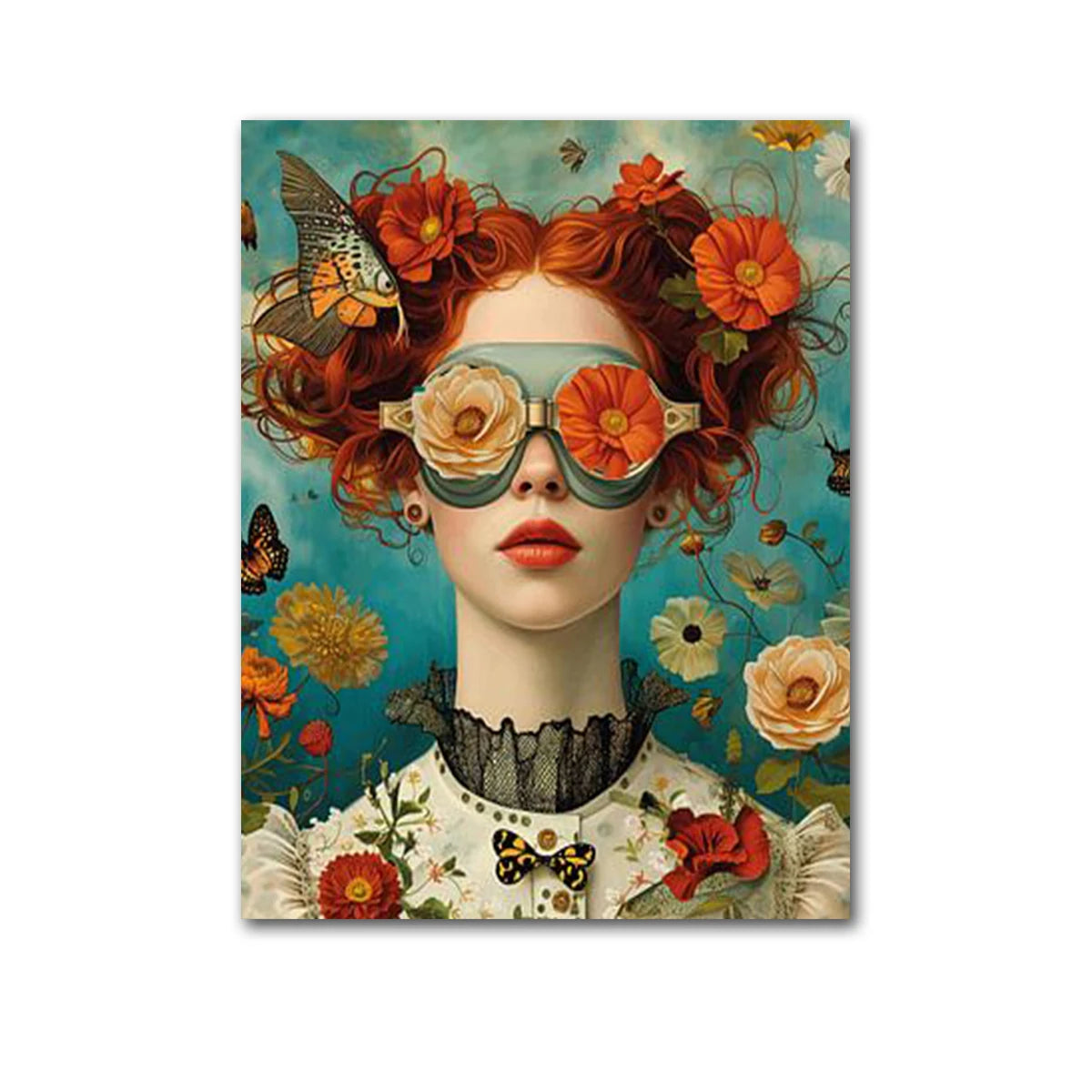 Butterfly Floral Portrait Canvas