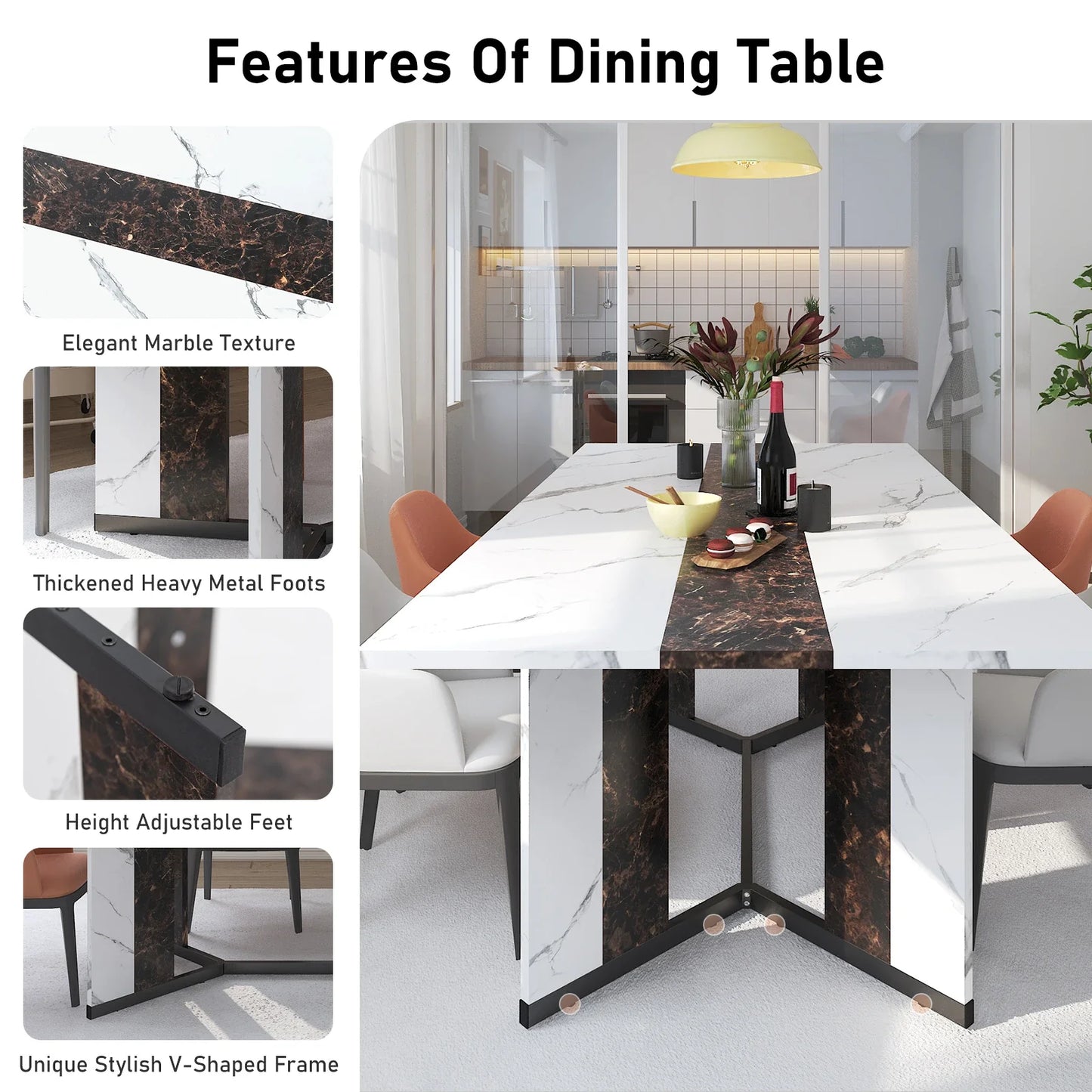 71" Large Luxurious Dining Table