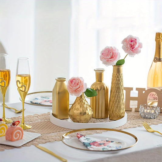 Gold Glass Cylindrical Table Vase