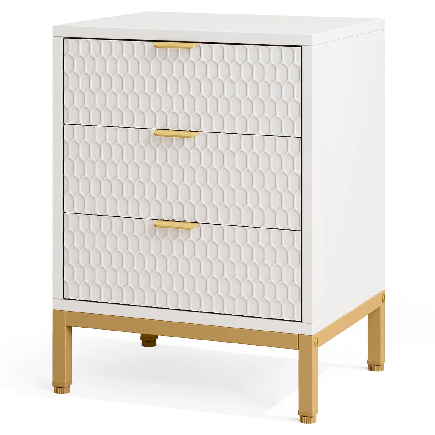 3-Drawer Bedside Nightstand Table