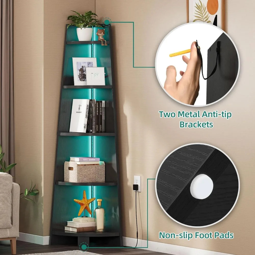 Corner Shelf Rack With LED