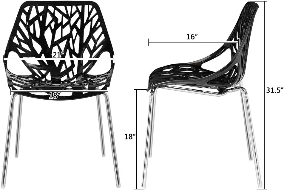 Set of 6 Black Stackable Dining Chairs